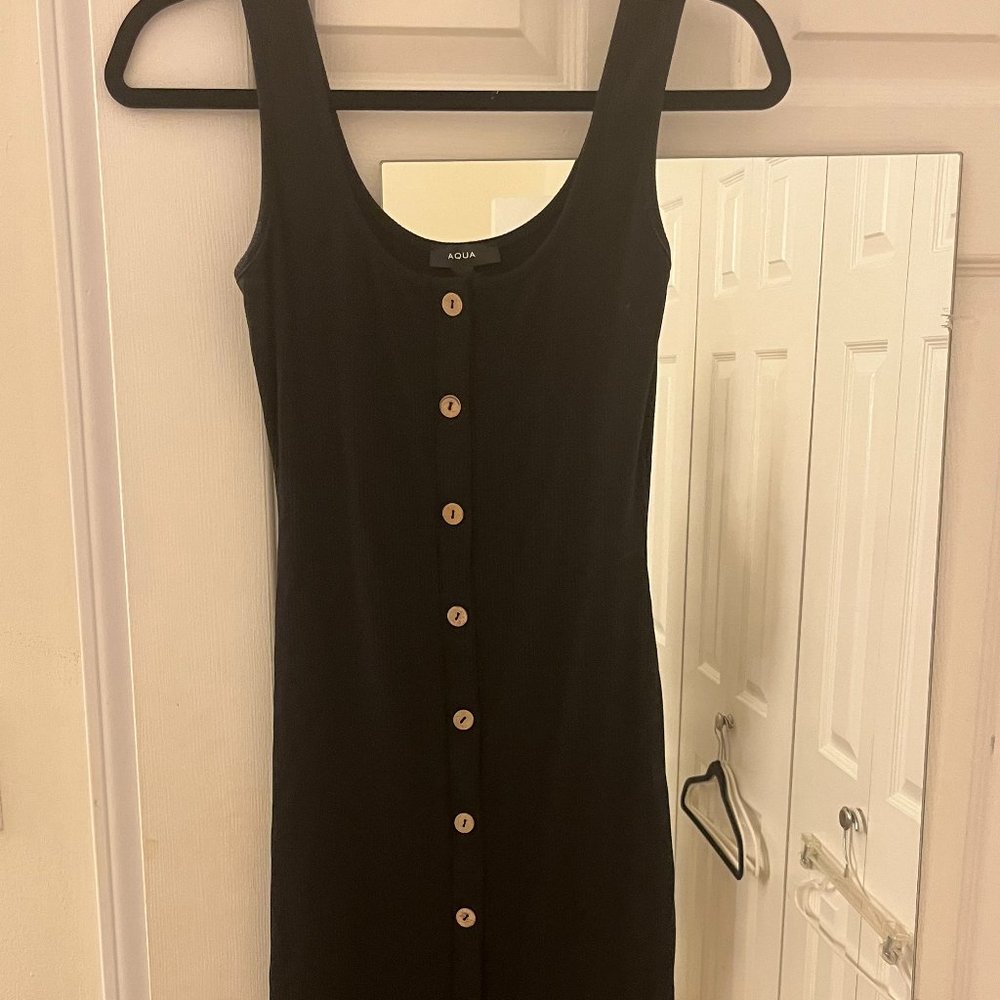 Women's AQUA Black Tank Dress